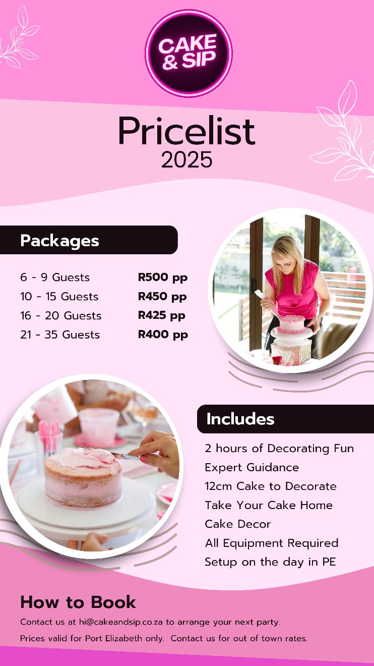 Cake & Sip Pricelist 2025